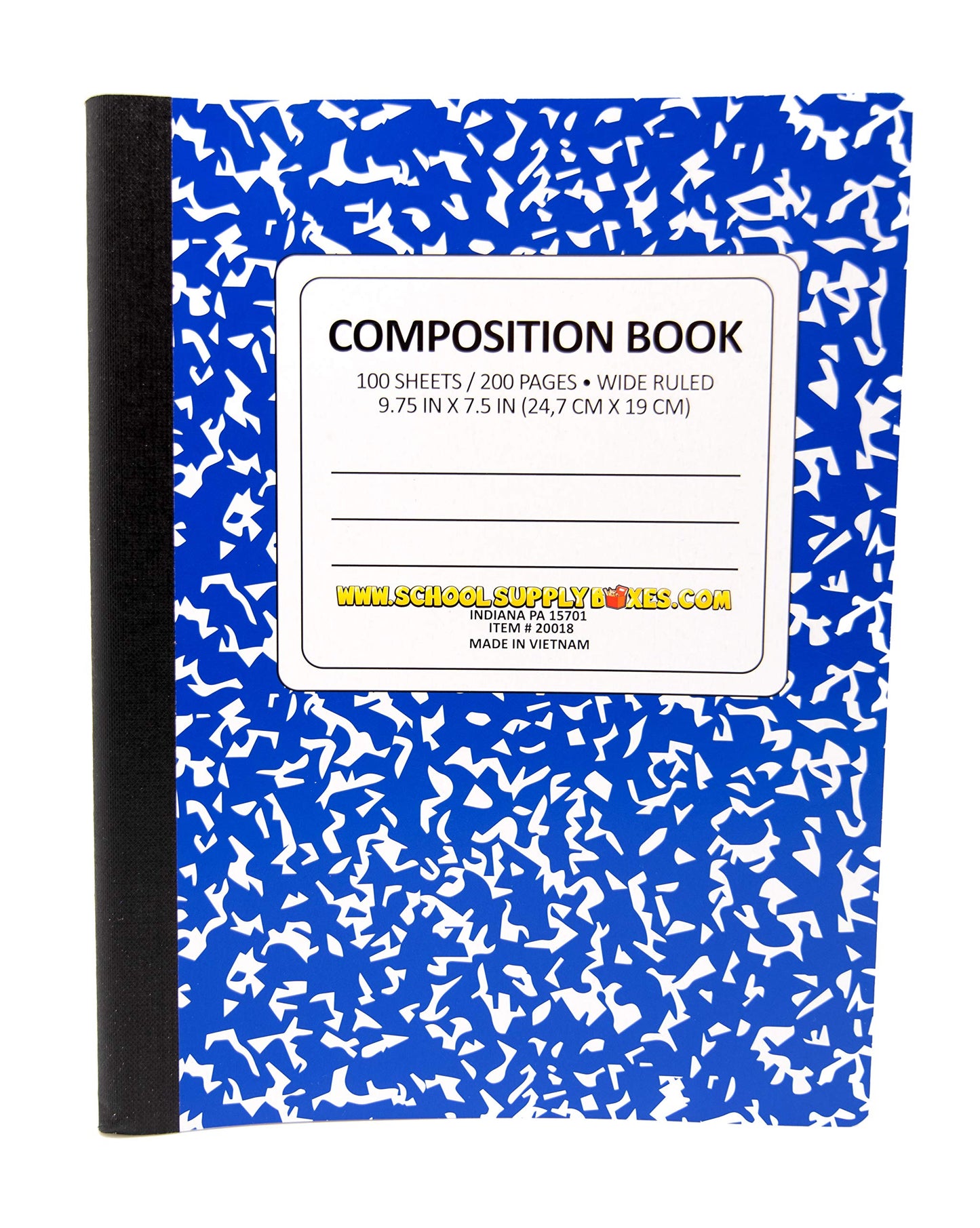 100 Sheet Composition Notebooks - School Supply Boxes - 5 Wide Ruled Writing Notebooks - 1 Black, 1 Red, 1 Green, 1 Blue, and 1 Yellow (Wide Ruled)