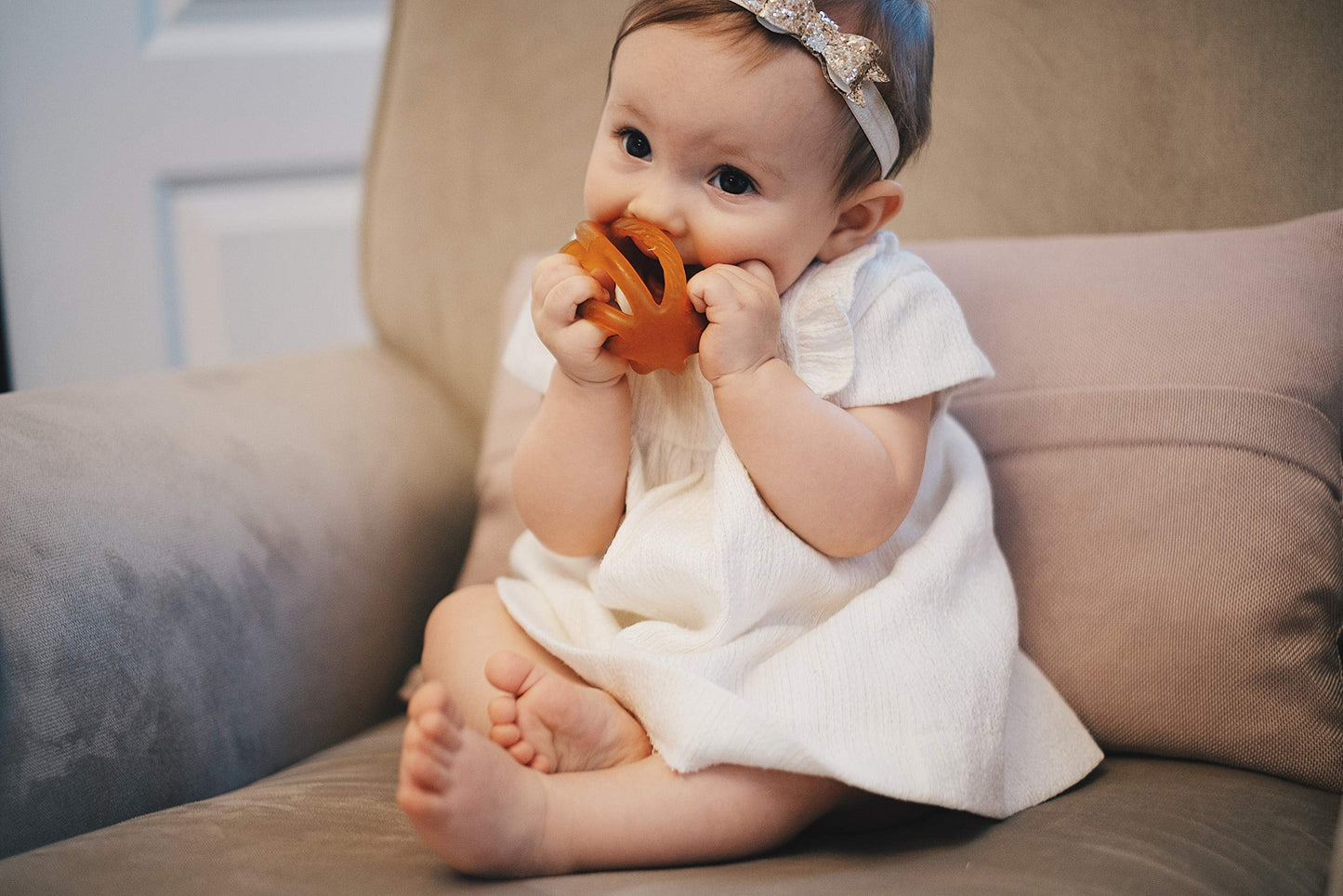 Calmies Teether for Babies Without BPA, 100 Percent Natural Rubber Toy for Infants, Plant Based, No Parabens, No PVC, and No Phthalates, Unscented