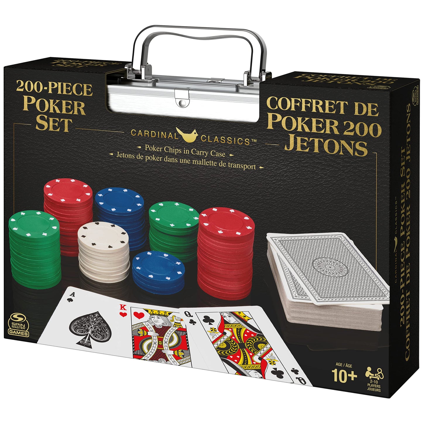 Spin Master Games Professional Texas Hold ‘Em Poker Set, Classic Game with 200 Dual-Toned Chips and Cards in an Aluminum Case