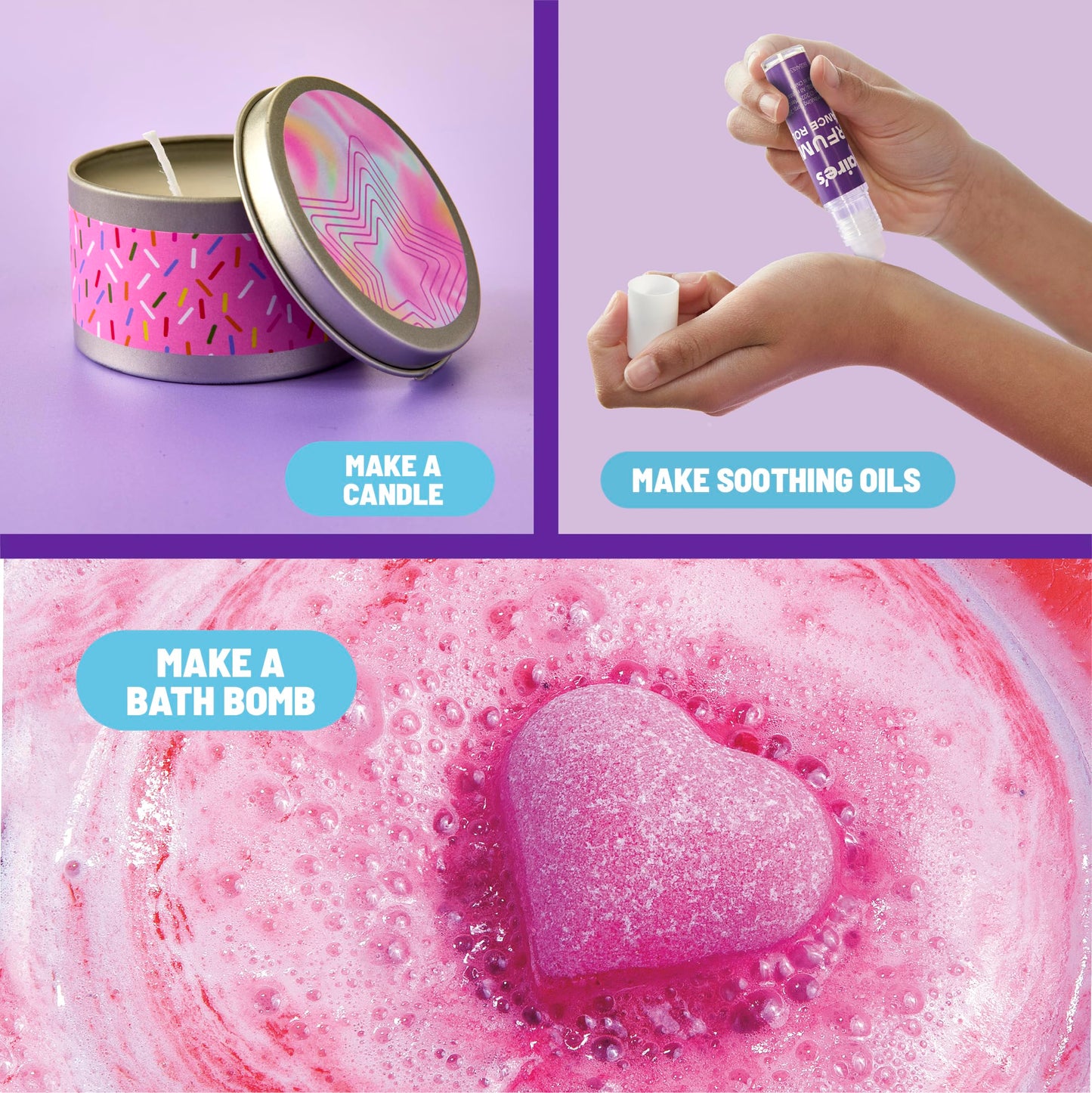 Claire’s DIY Bath Bomb & Scented Candle Making Set, 32-Piece Spa Craft Kit, Make Your Own Soothing Oils & Perfume Fragrance, Kids Toys, Science Beauty Project Activity, Arts & Crafts Gift for Ages 6+