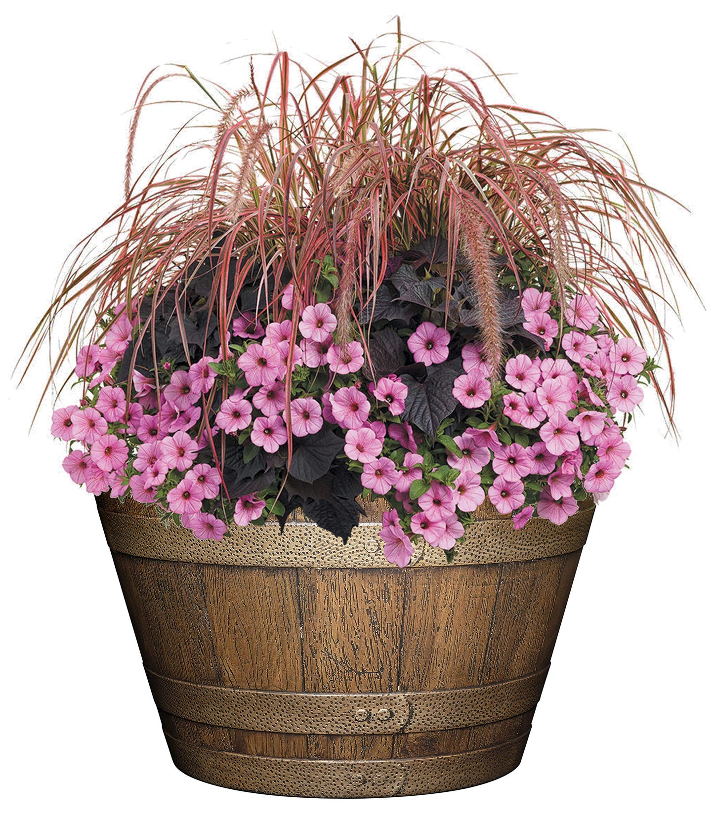 Classic Home and Garden Whiskey Barrel Planter, 20.5", Distressed Oak