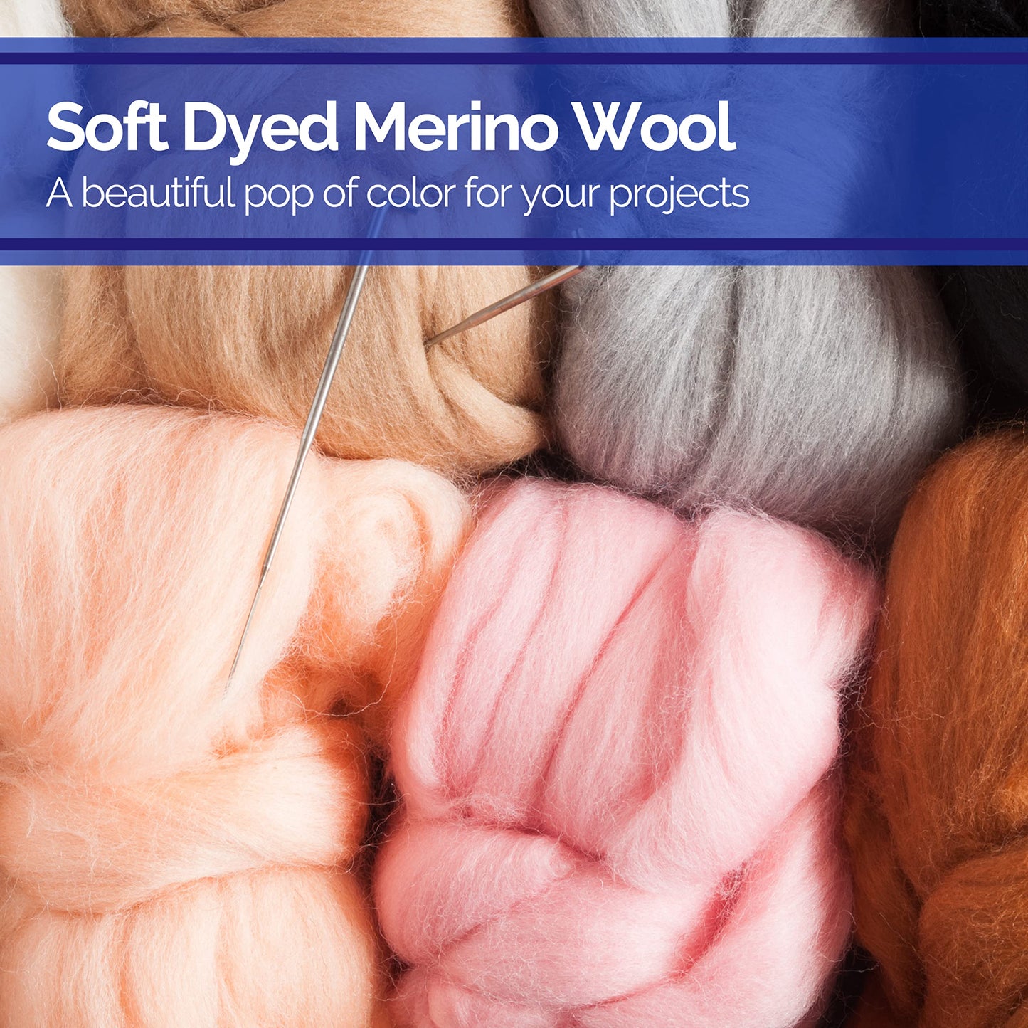 Revolution Fibers | Mixed Merino Wool Variety Pack | Perfect Wool Roving for Spinning, Needle Felting, Wet Felting, Weaving and Crafting (Pretty Pastels (Multicolored), 250 Grams)