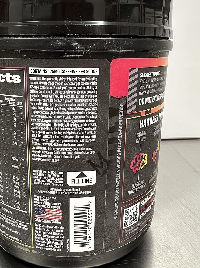 GAT SPORT Nitraflex KAOS Berry Lemonade Pre-Workout Powder,