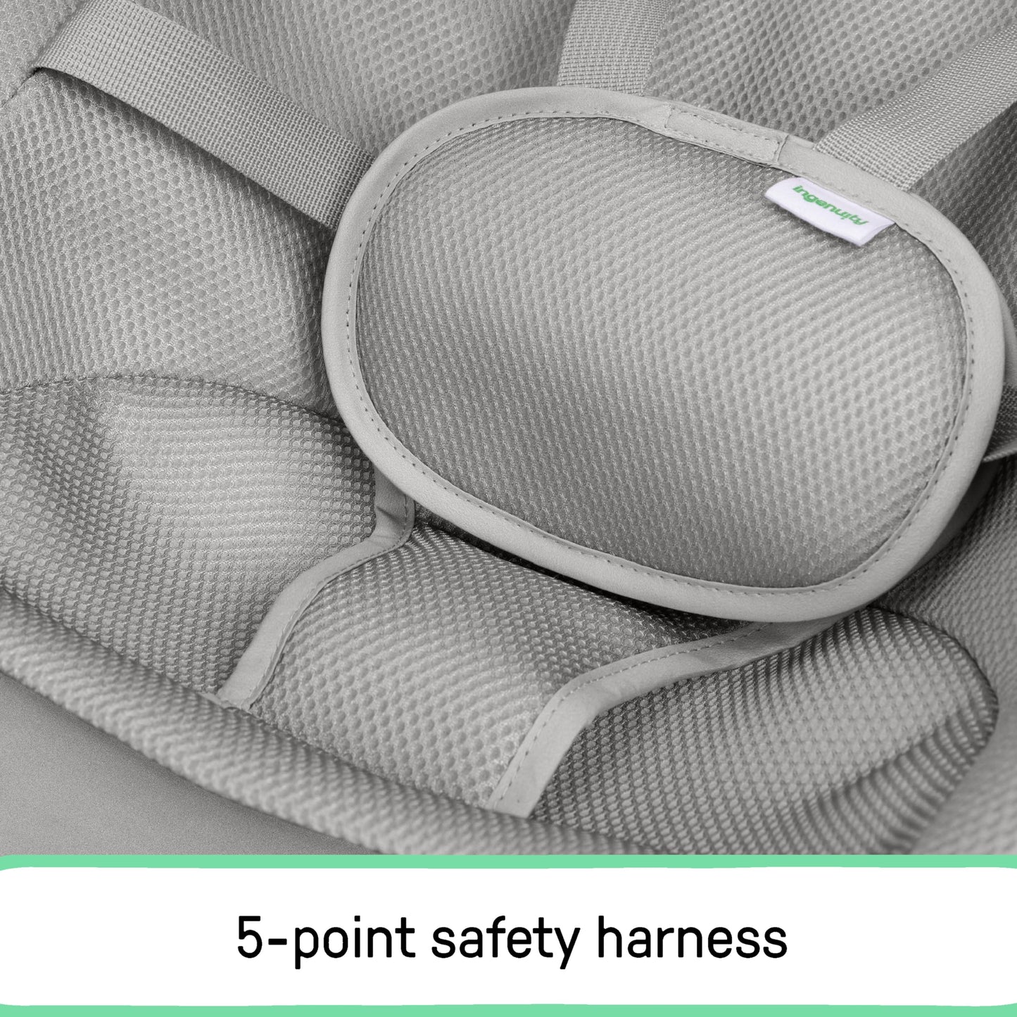 Ingenuity Nestle Vibrating Rocker, Lightweight Foldable Infant Seat with Breathable Fabric, 2-Position Recline, Mini Vibration Unit, 5-Point Harness, Travel Bag