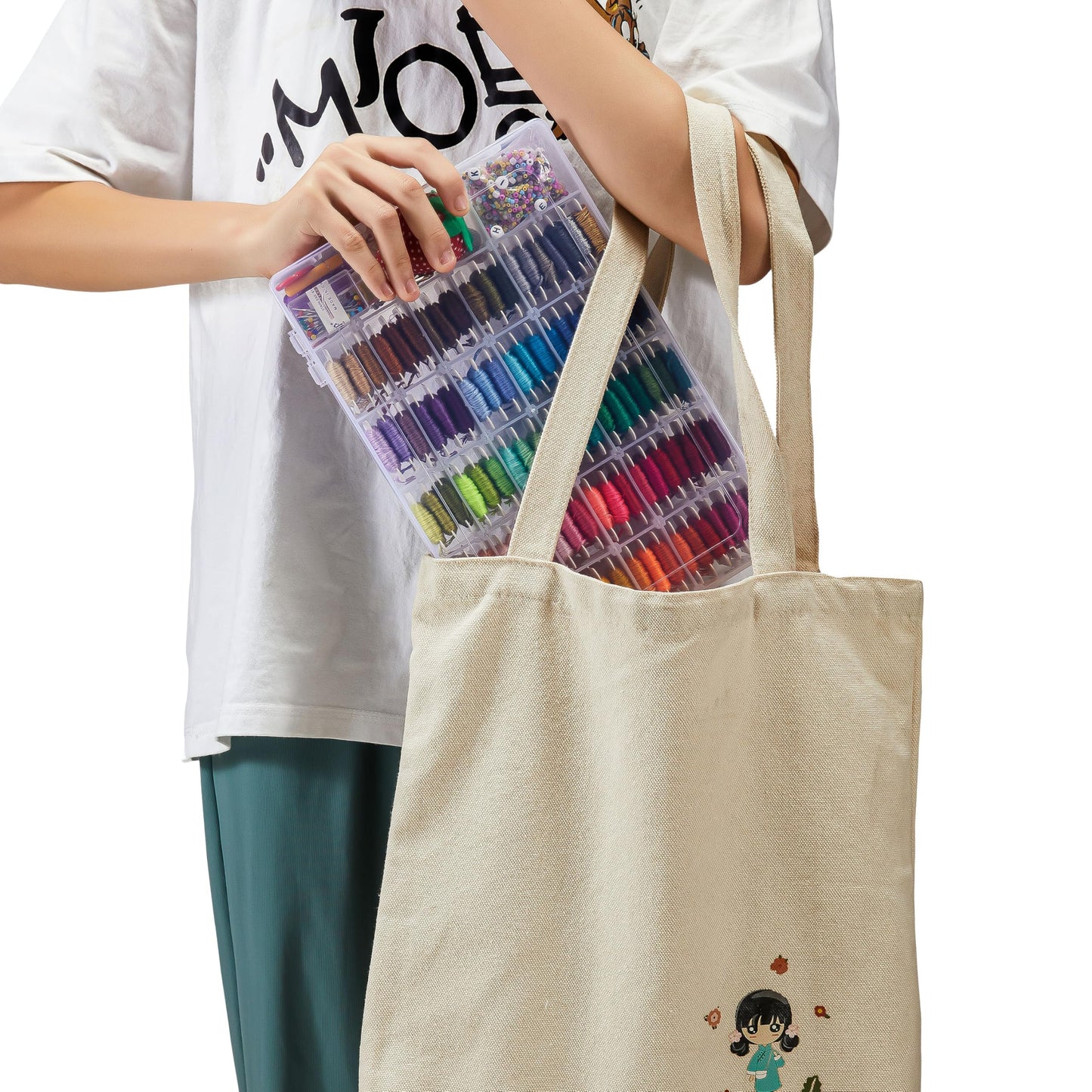 XMZCOLA Embroidery kit for Beginners Adults,1200 Pcs + Friendship Bracelet String Kits with Storage Box,95 Colors Embroidery Thread and 1000 Crafts Beads,Embroidery Floss and Accessories