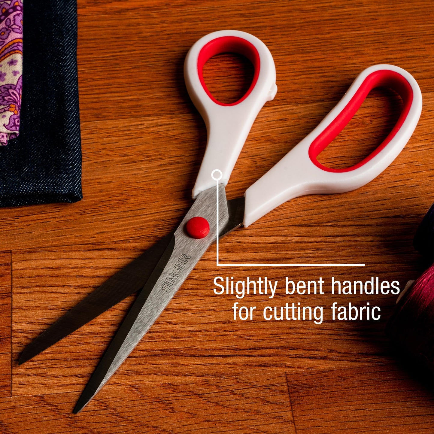 SINGER 00445 8-1/2-Inch, 3-Pack Fabric Scissors with Comfort Grip, Red & White
