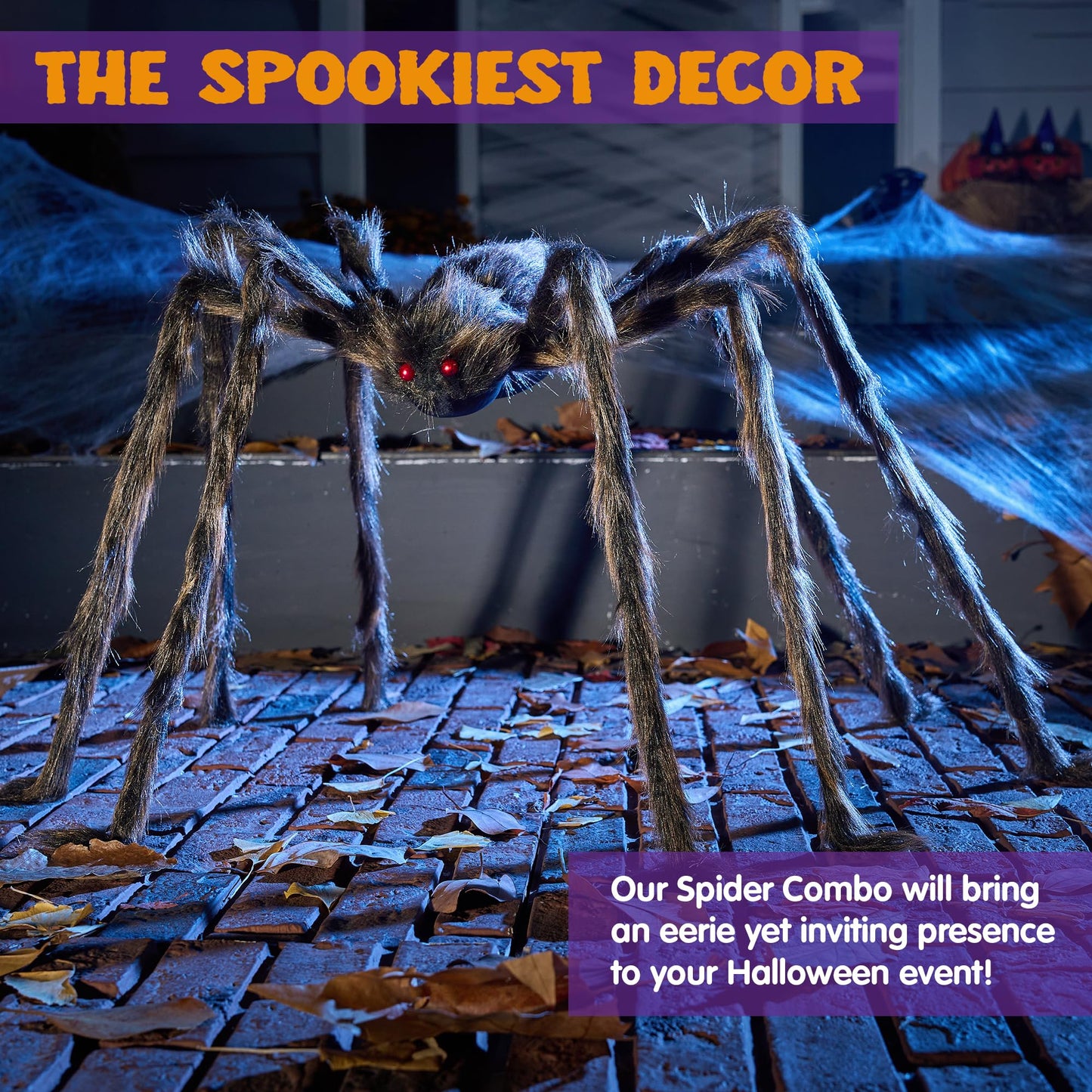 JOYIN 5ft Halloween Spider Outdoor Decorations, Scary Giant Large Spider Props for Halloween Outside Decor, Indoor Party Supplies and Yard Lawn Decoration, Brown