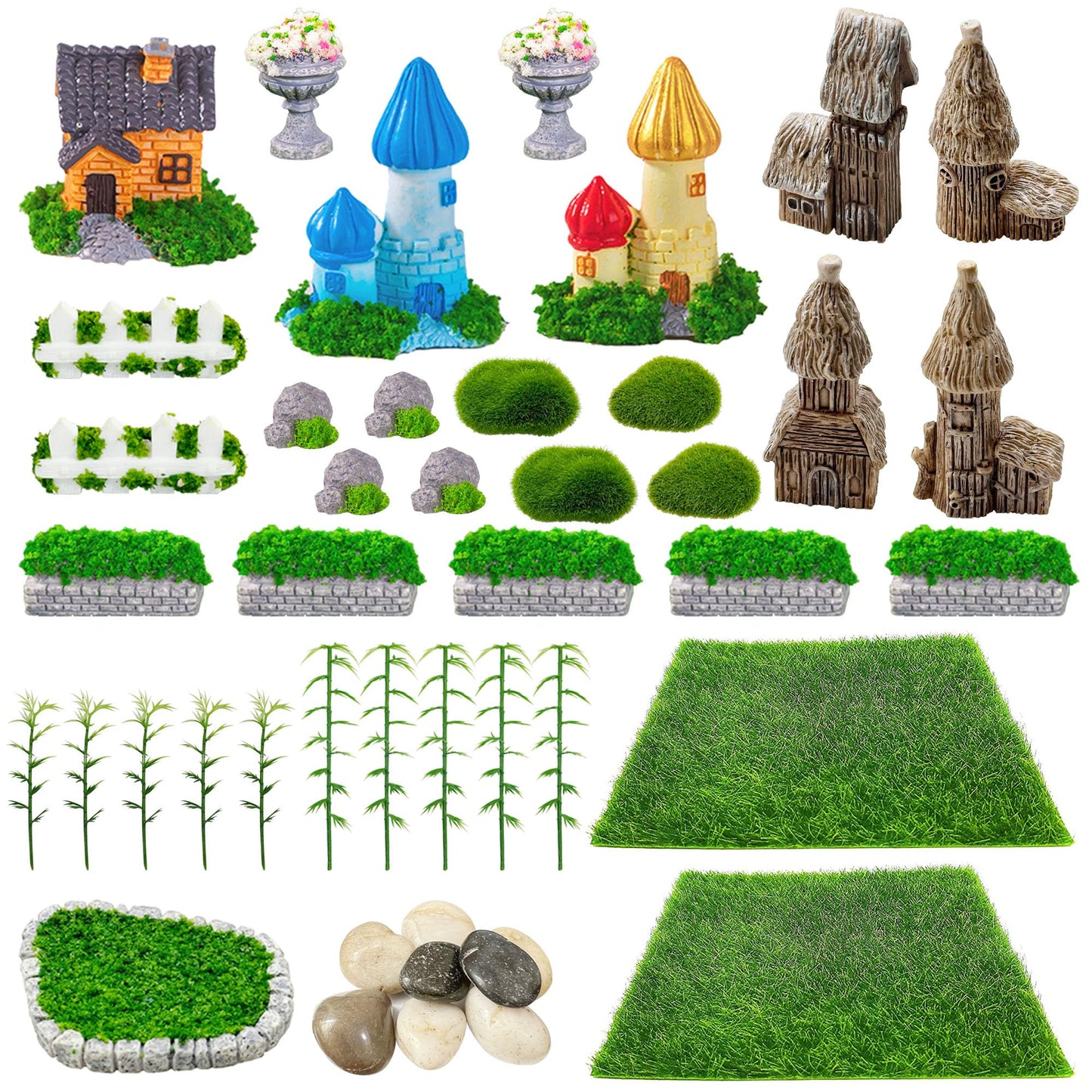 Woohome Fairy Garden Kits 45 PCS Miniature Garden Accessories Micro Landscape Miniature Figurines for DIY Micro Landscape Ornaments