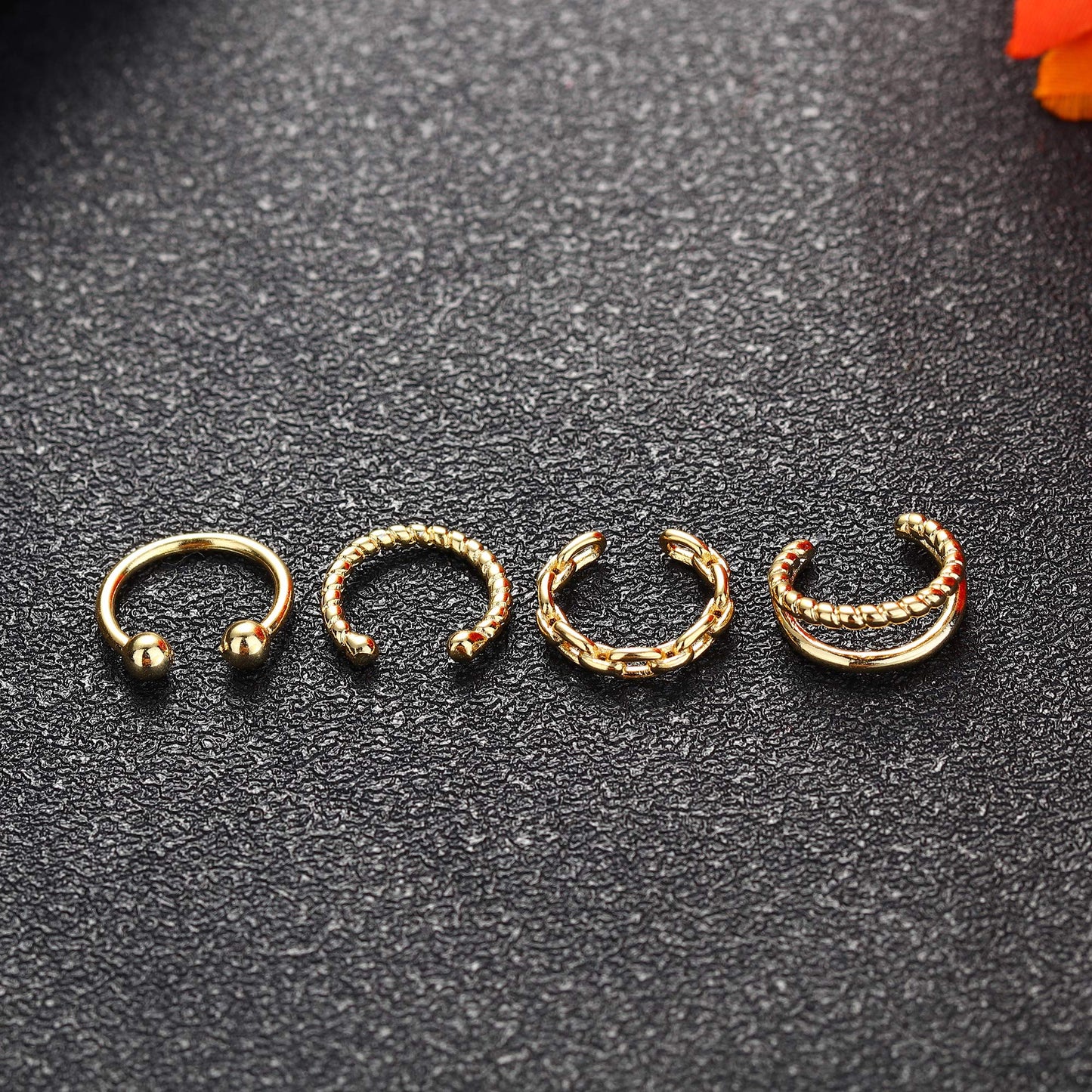 IRONBOX 9Pcs Ear Cuff Earrings for Women 14K Gold Ear Cuff Non Piercing Cartilage Clip Cuff Earrings Fake Earrings