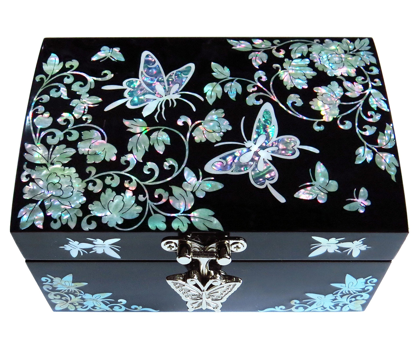 MADDesign Mother of Pearl Jewelry Ring Earring Box Butterflies Design