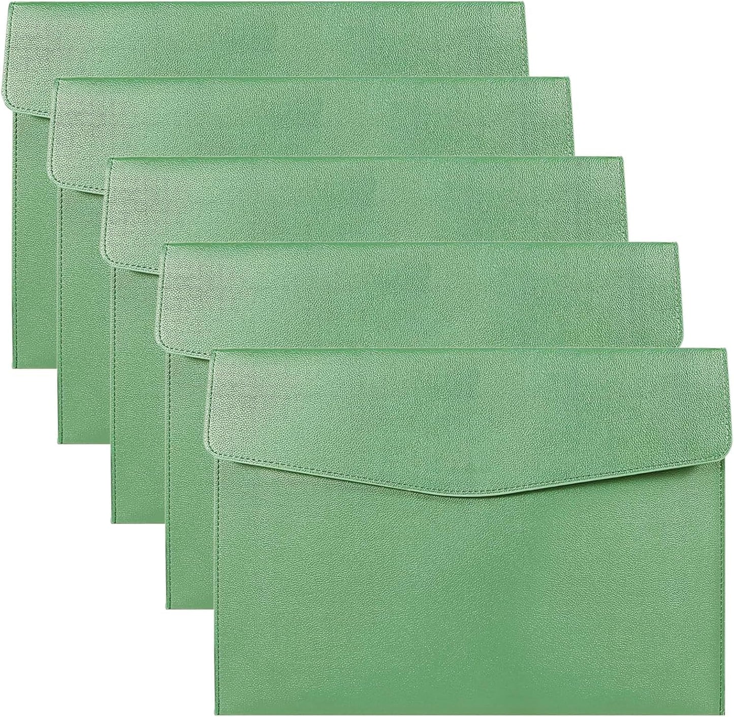 5 PCS A4 Document Folders, PU Leather Portfolio Organizer Set, Letter Size Business File Holders with Envelope Closure, Professional Conference Folder Cases for Office, Interview, Meeting