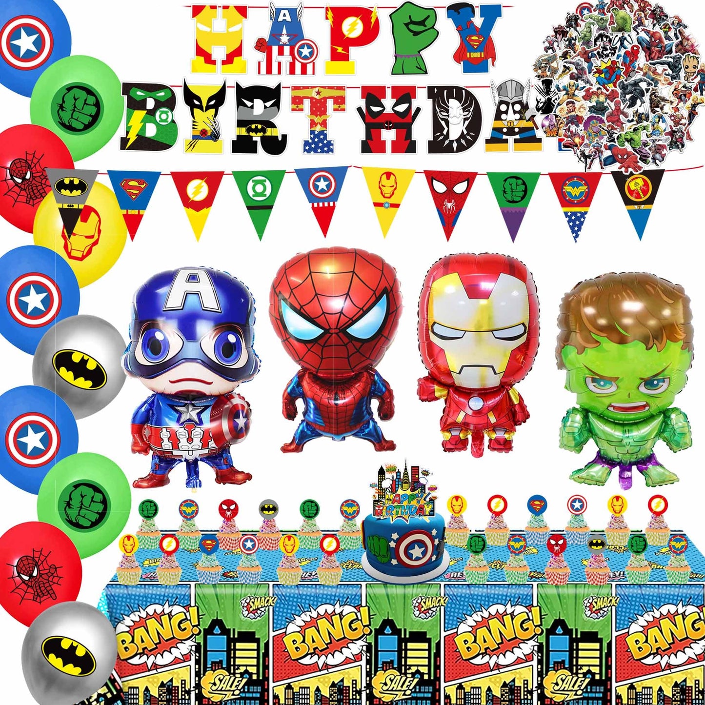 Birthday Party Decorations Kit, Includes Happy Birthday Banner, Foil Balloons, Tablecloth, Backdrop, Adult Themed Party Supplies