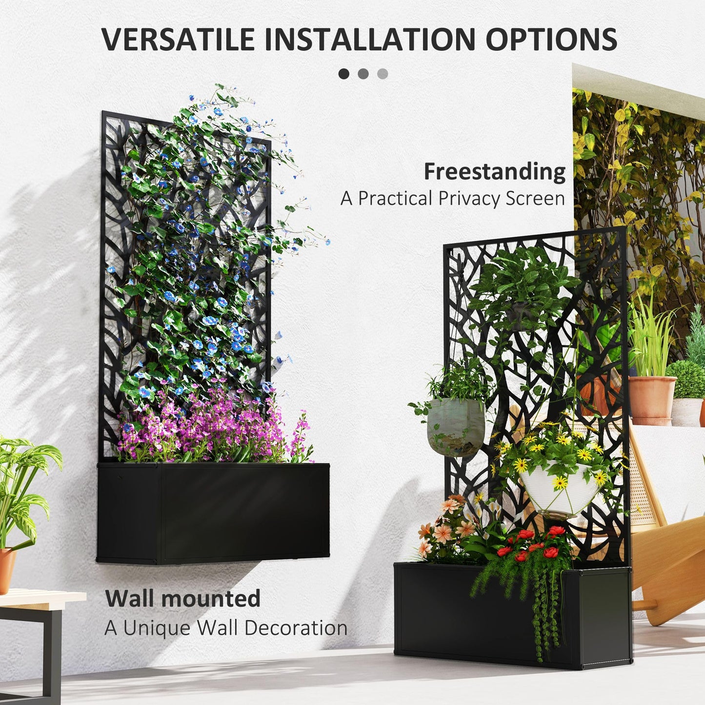 YBCHFGA Metal Raised Garden Bed with Privacy Panel