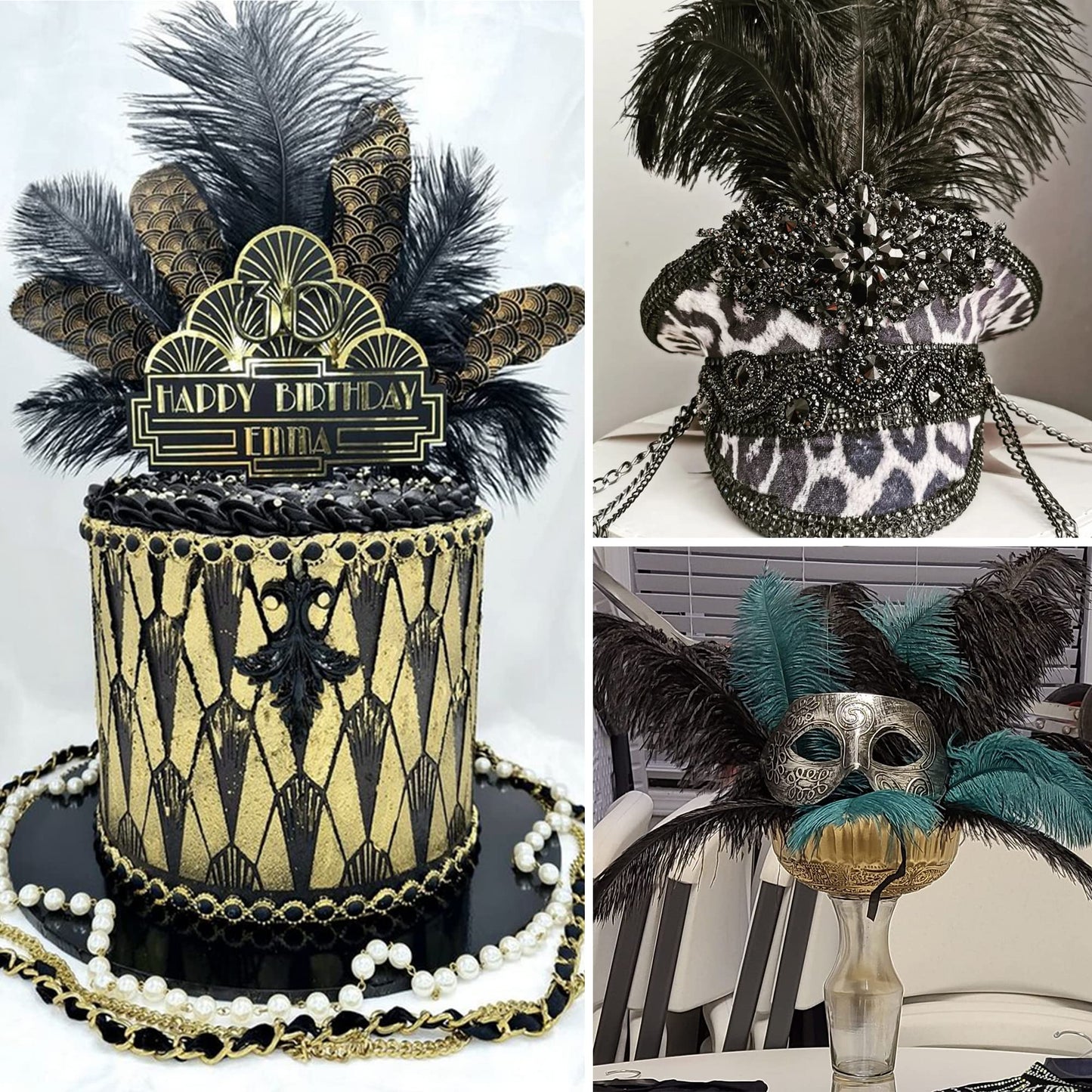 Soarer Black Ostrich Feathers Bulk - 15pcs 10-12 inches for Wedding Party Centerpieces, Home Decorations and DIY Crafts(Black)
