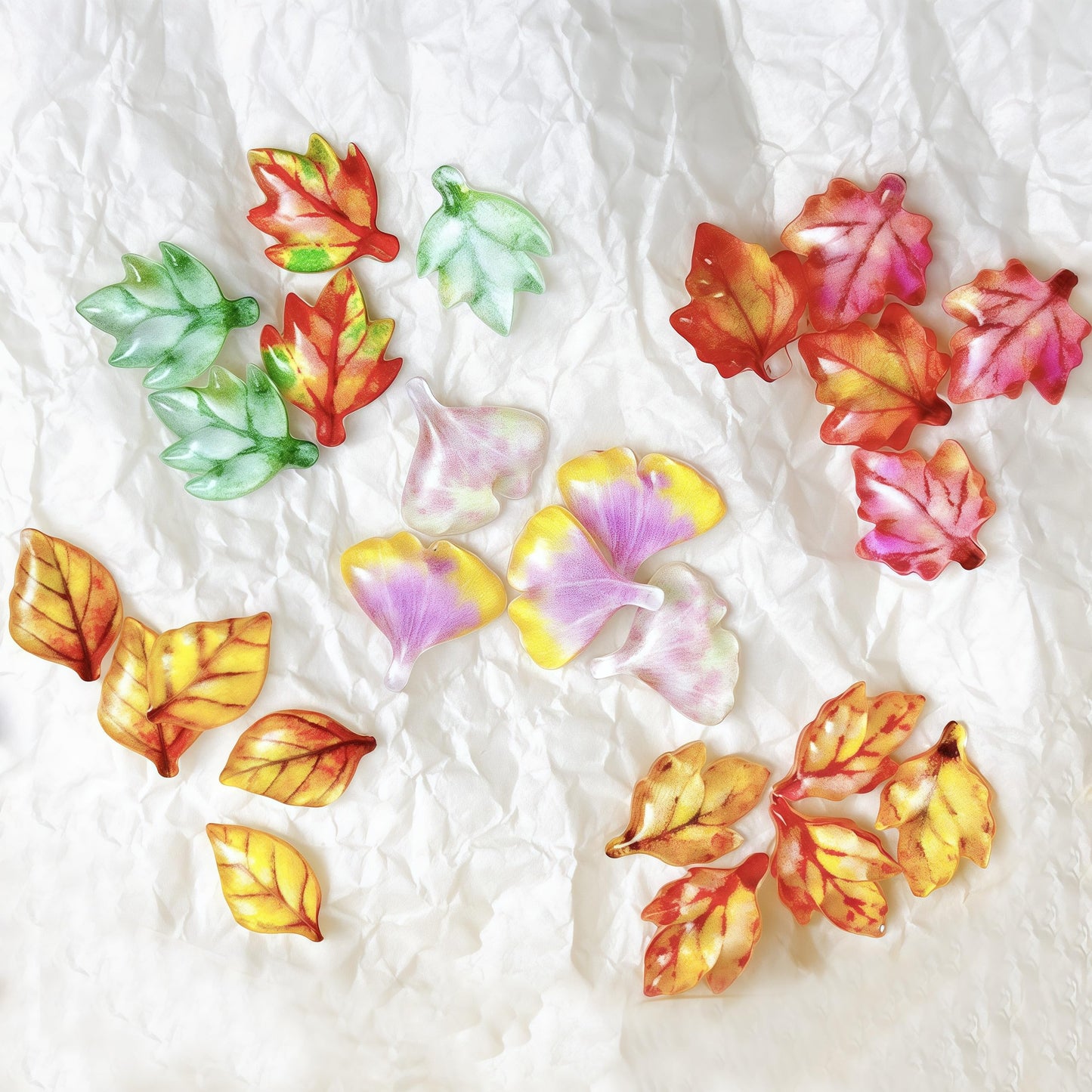 100 Pcs Fall Nail Art Charms Multi Shape Resin Maple Leaves Nail Charms 3D Flat Back Autumn Maple Leaf Ginkgo Leaf Design Nail Art Rhinestones Jewelry for DIY Thanksgiving Nail Decoration