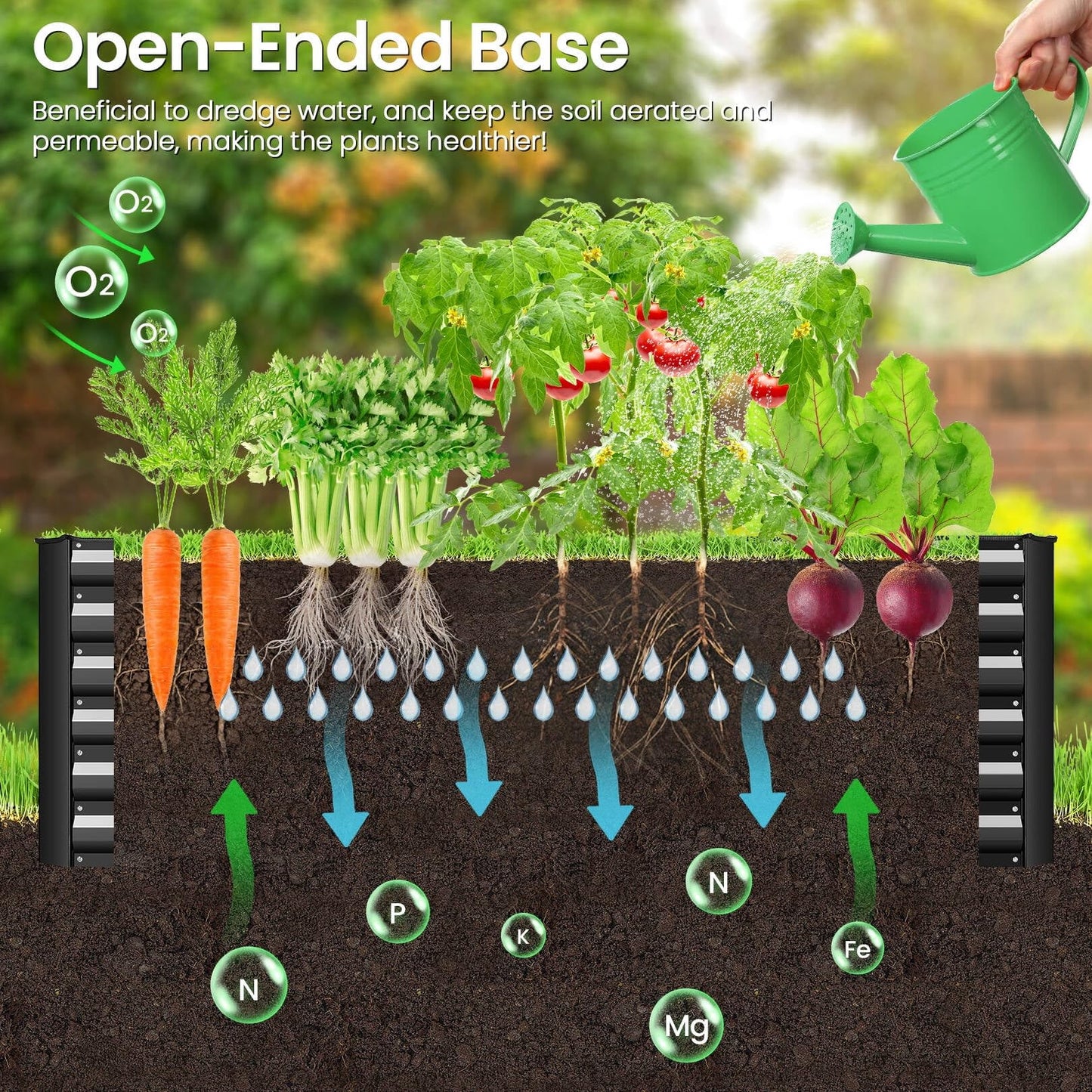 Homdox 6×3×2FT Galvanized Metal Raised Garden Bed Kit, Deep Root Elevated Planter Box w/Anti Cutting Strip & A Pair of Gloves, for Vegetables, Flowers, Herbs, Succulents, 265 Gallon Capacity, Black