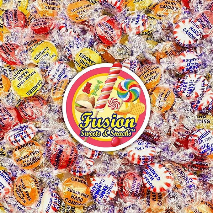 Sugar Free Hard Candy Assortment - 1 Pound Bulk Bag (Approx 80 Count), Butterscotch, Lemon, Cinnamon, Peppermint Starlight Sugarfree Candy, Diabetic and Keto Friendly Zero Sugar Hard Candies, Individually Wrapped