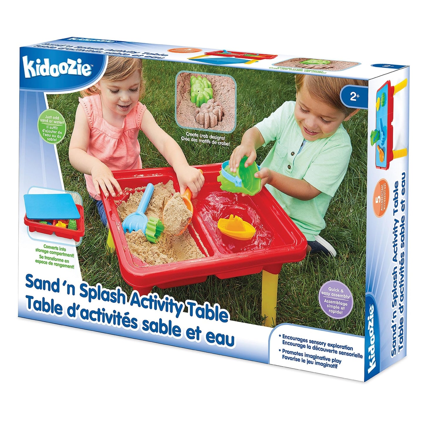 Toddler Sensory Kids Table with Lid | Sensory Bin | Kidoozie | Mega Block Compatible Lid | Indoor Outdoor Use , Red, G02521 17 x 12.5 x 11 inches