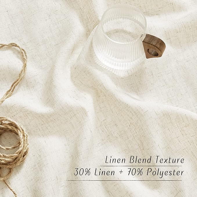 NICETOWN Natural Linen Semi Sheer Doorway Curtains, Grommet Top Thick Flax Semi Sheer Vertical Drapes Privacy Assured with Light Filtering for Bedroom/Living Room, W55 x L80, 2 Panels