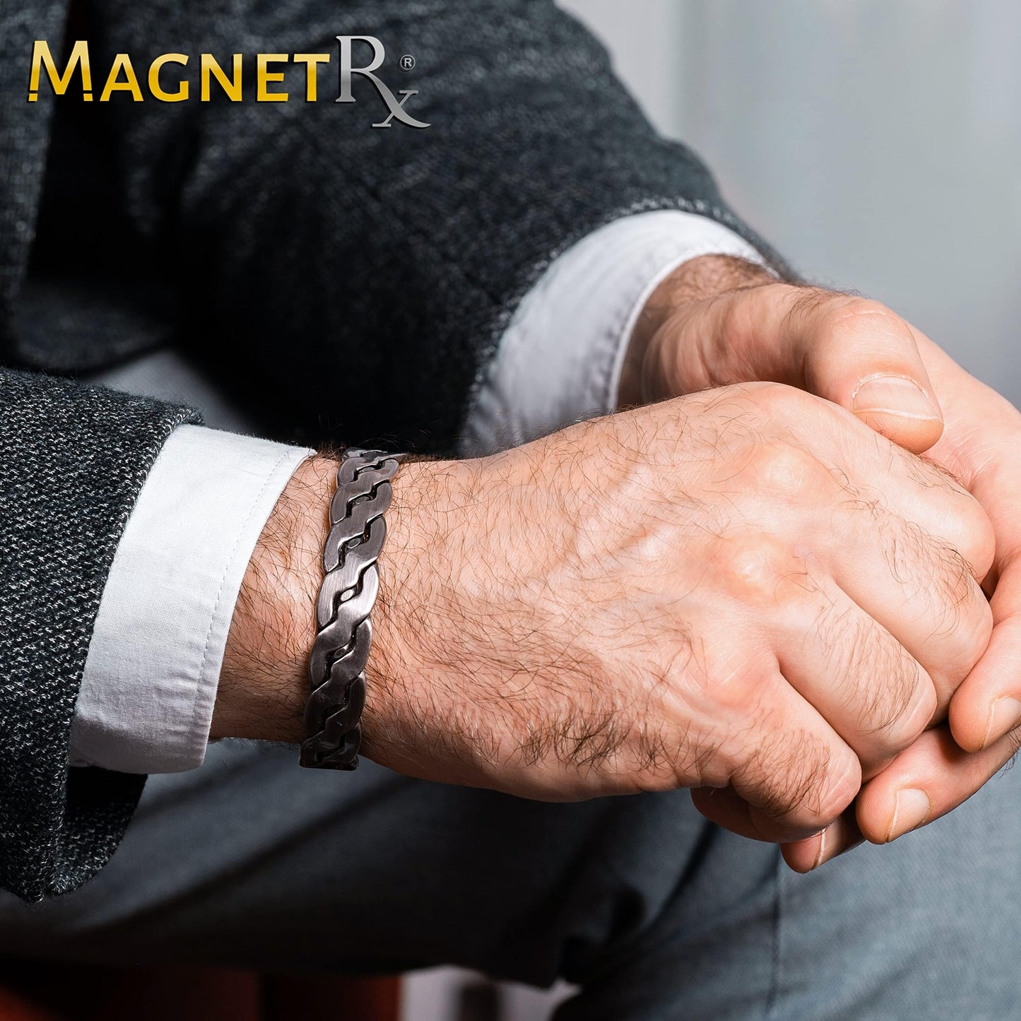 MagnetRX® Copper Magnetic Bracelets – Effective Pure Copper Bracelet for Men and Women – Copper Cuff Adjustable Bracelet Bangles (Twisted Brushed Silver)