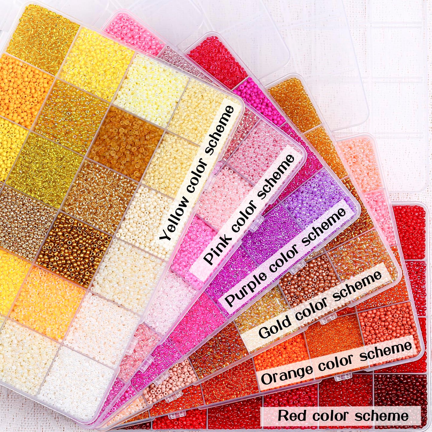 50850pcs 144 Colors 2mm Seed Beads Kit for Jewelry Making,6 Boxes Mini Glass Embroidery Beads with 7x2mm Tube Bugle Bead for DIY Bracelets, Necklaces, and Crafts