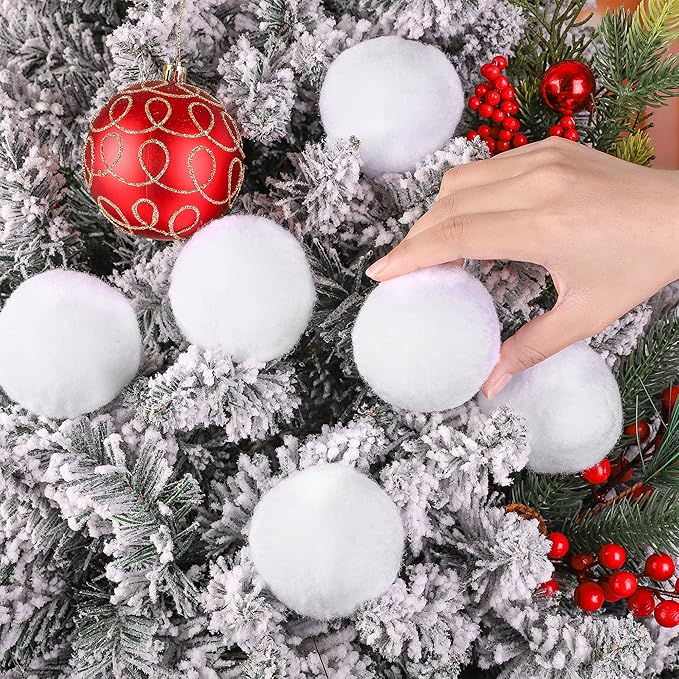 Elcoho 60 Pieces 2.8 Inch Kid Snow Fight Ball Indoor Artificial Snow Fight Ball Fake Winter Snow Toss Ball Set for Kid Christmas Winter Snow Games Party Supplies
