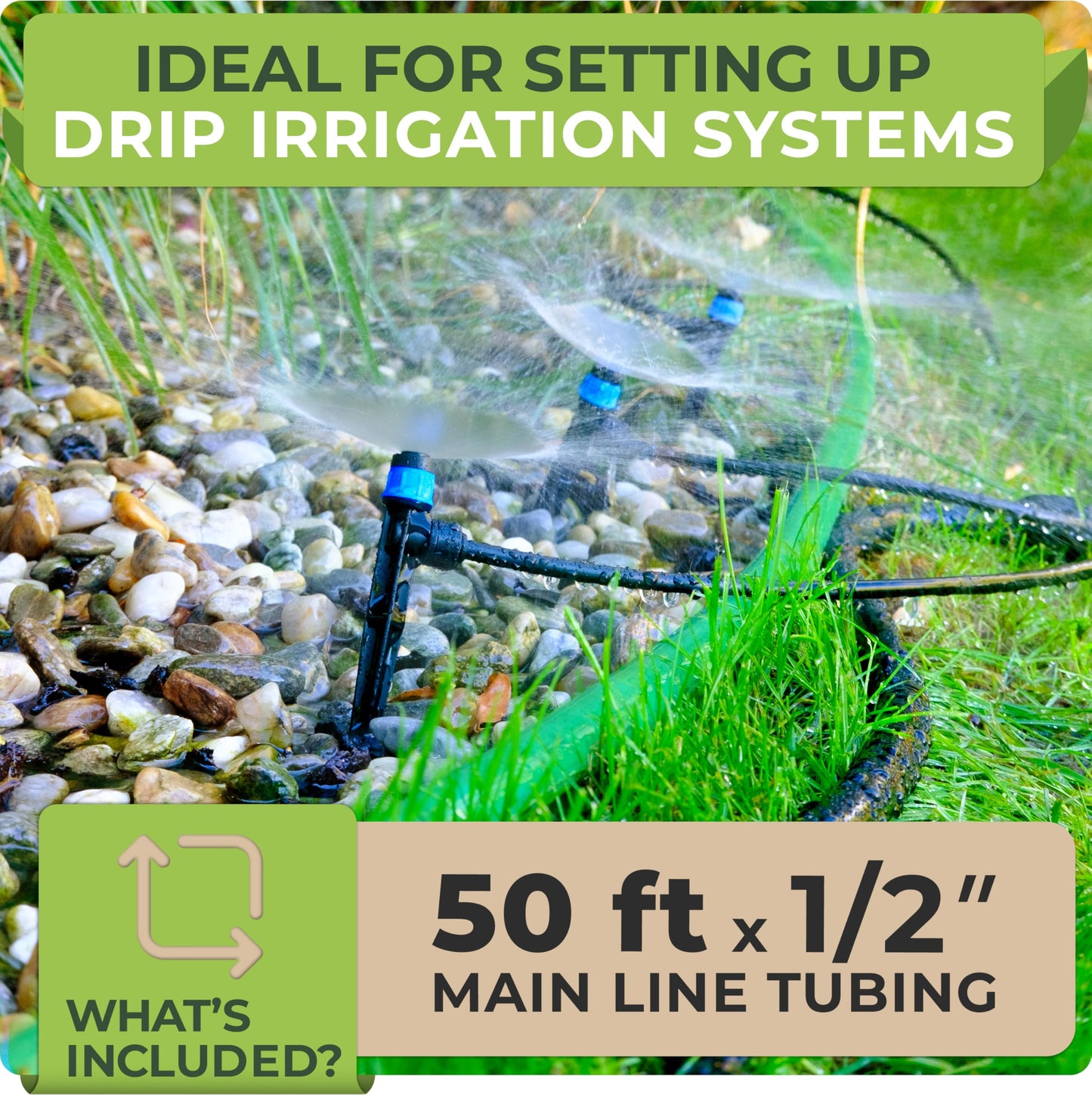 Carpathen 50 FT 1/2 Irrigation Tubing Mainline - Flexible Drip Irrigation Tubing Perfect for Push-To-Connect Garden Irrigation System, or as Blank Distribution Hose for Any Gardening Project