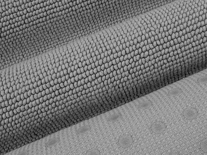 Cotton Paradise 100% Cotton Non Slip Bath Mats for Bathroom, 20x34 inch Soft Absorbent Quick Dry Machine Washable Floor Bath Mat, Light Gray Bath Rug