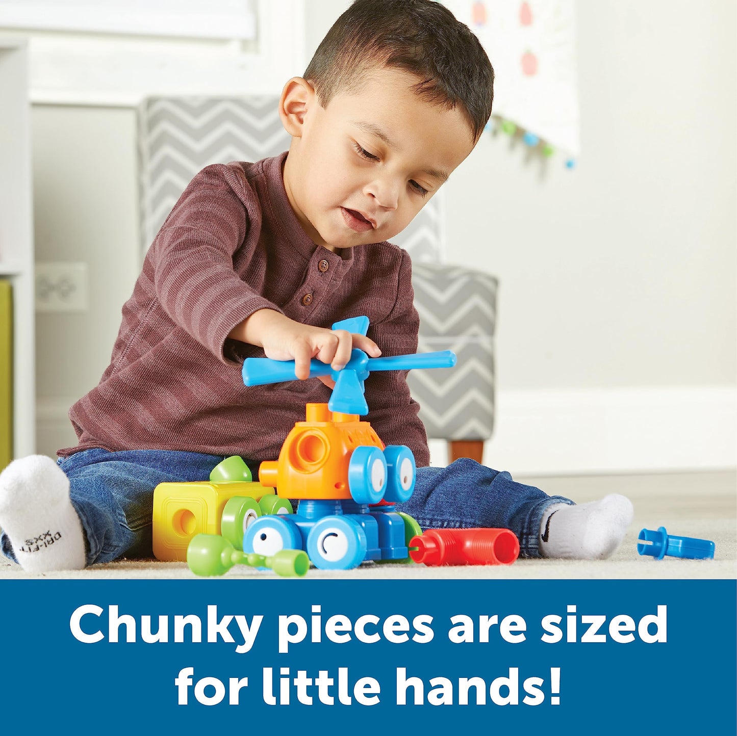 Learning Resources 1-2-3 Build It Robot Factory - Building Robots for Kids, Robot STEM Toys, Kids Engineering Toys, Toddler STEM Activity, Robots Building Kit