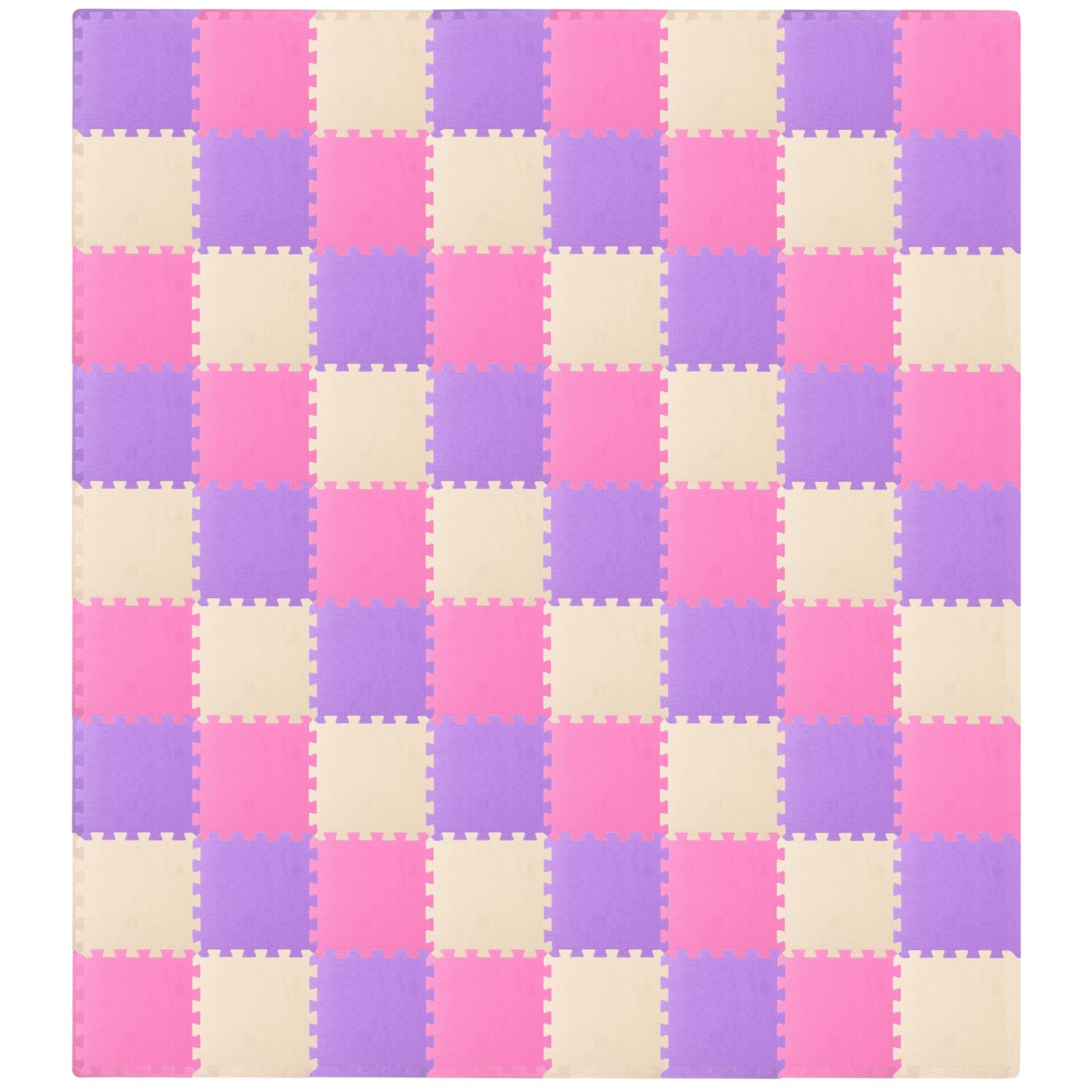ProSource Baby Play Mat, Soft Foam Floor Tiles for Kids, Interlocking EVA Panels for Playpen Use, Crawling Development Surface, Safe Non-Toxic Toddler Flooring, 72 Tiles, Pink/Purple/Beige