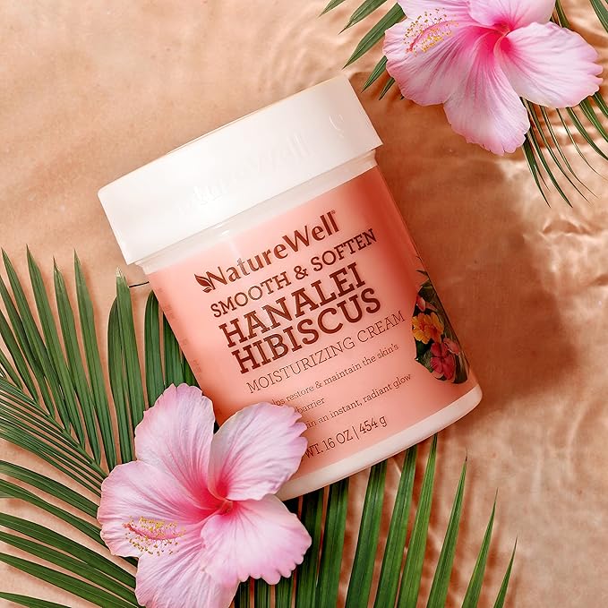 NATURE WELL Hanalei Hibiscus Smooth & Soften Moisturizing Cream For Face & Body, Infused With Natural Oils & Extracts, Restores Skin Moisture Barrier, 16 Oz.