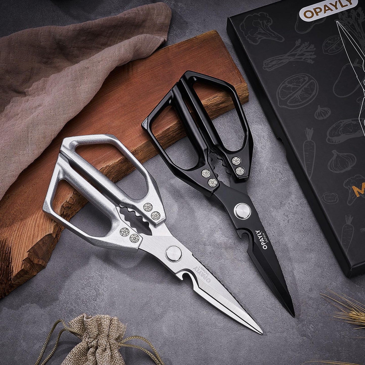 Kitchen Shears 2-Pack Heavy Duty All Purpose Stainless Steel Kitchen Shear Meat Scissors Japanese Cooking Scissor for Food, Sharp Dishwasher Safe Christmas for Men Women With Gifts Box