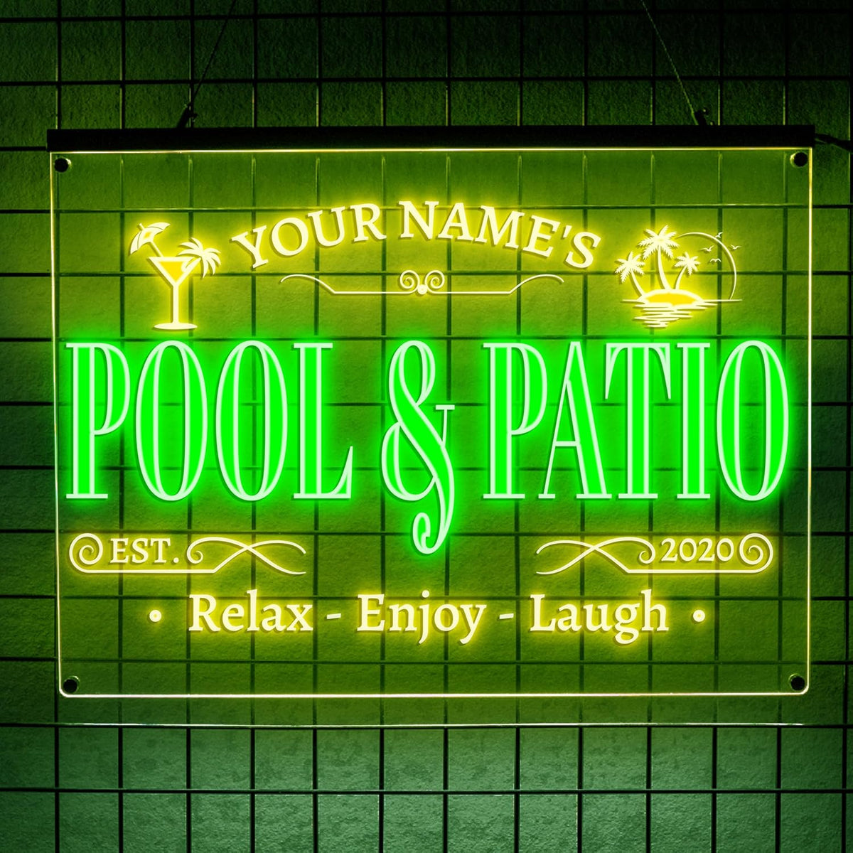 Personalized Pool & Patio Neon Sign, Custom LED Wall Light for Backyard Decor, Outdoor Bar Sign, Relaxing Vibes Gift for Homeowners