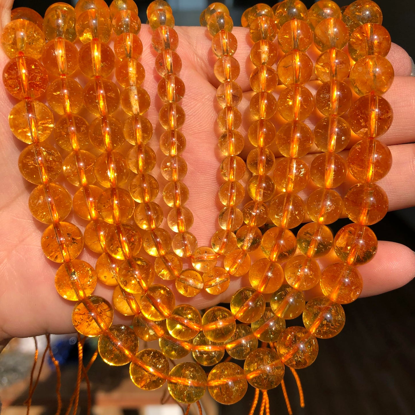 Yochus 60pcs Yellow Citrine Beads，6mm Healing Power Natural Stone Round Loose Beads for Jewelry Making Earring Necklace DIY Crafts