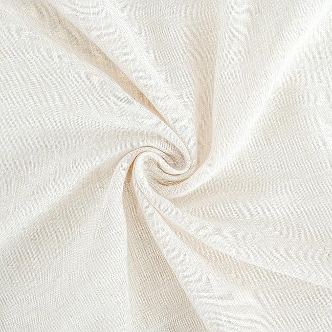 BGment Short Linen Curtains 40 Inch Length for Kitchen Windows - Rod Pocket Natural Drapes Light Filtering for Cafe Over Sink Decorative Sheer Lightweight Rustic, 2 Panels Set, 30 X 40 Inch