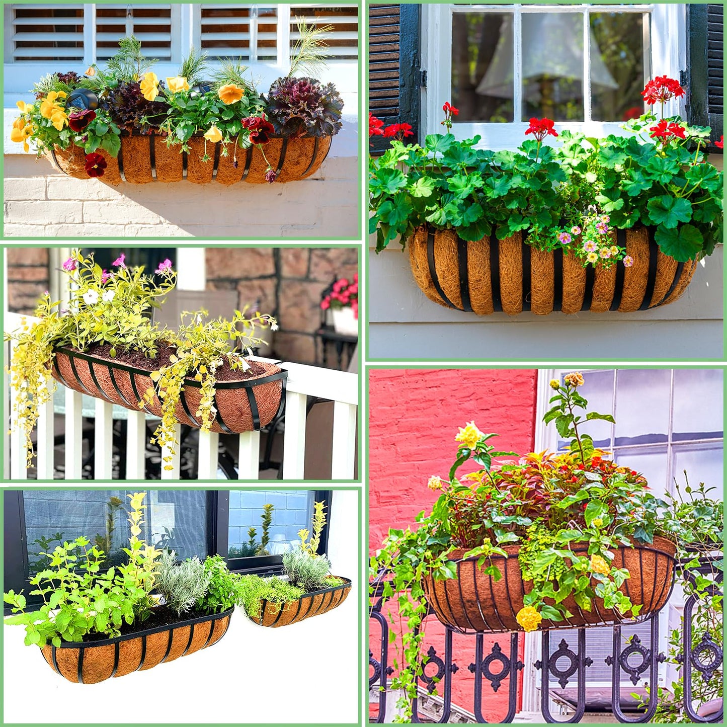 LCHUANG Coco Liners for Planters - 2 Pack 24 Inch Trough Coconut Liners for Planters, Window Box Coco Liners, 100% Natural Coconut Fiber Liners for Wall Hanging Basket, Window Box, Fence Baskets