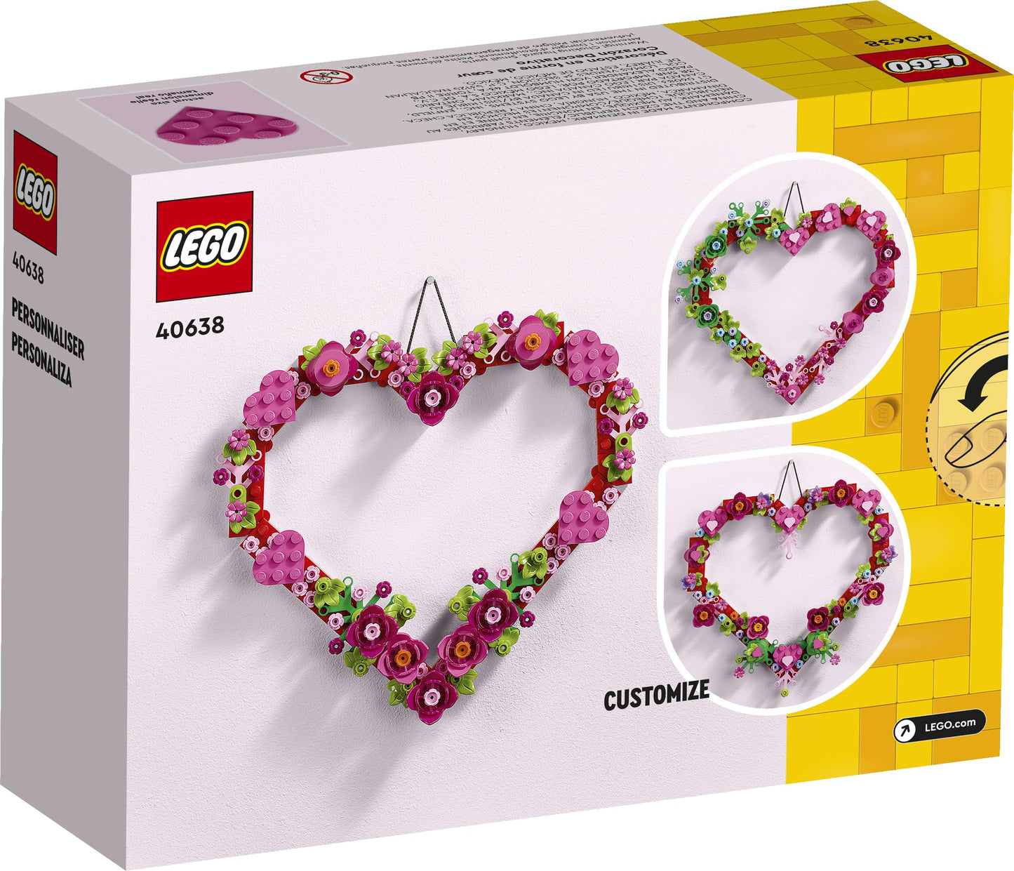 LEGO Heart Ornament Building Toy Set - Fun Arts and Crafts Idea for Girls and Boys, Ages 9+ - Display on The Wall as Home Decoration - Gifts for Kids - 40638