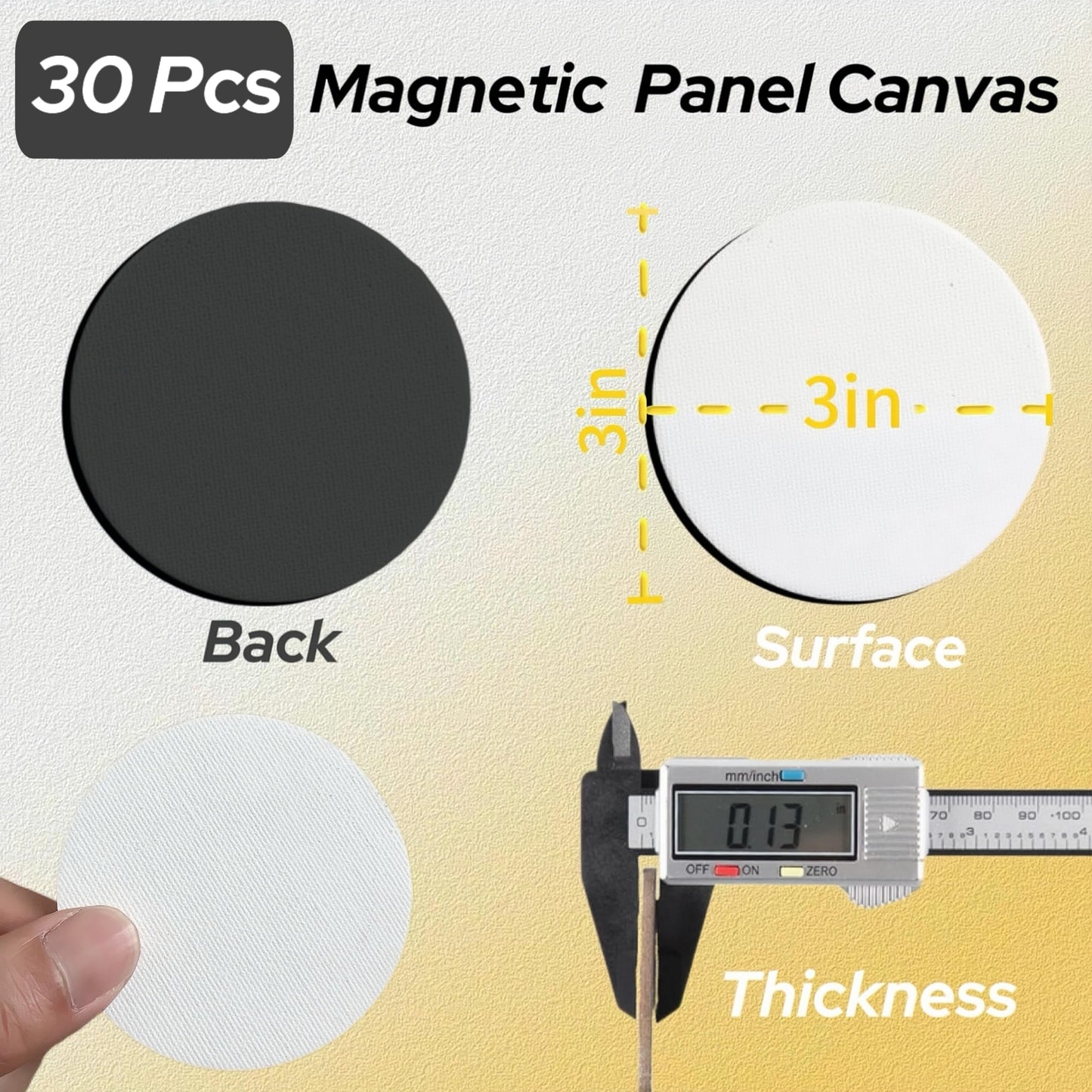 30 Pcs Round Canvas for Painting Panel Mini Magnetic Canvases Boards for Painting Art Crafts for Girls Tweens Gift DIY Fridge Magnets Decor (3",Round Shape