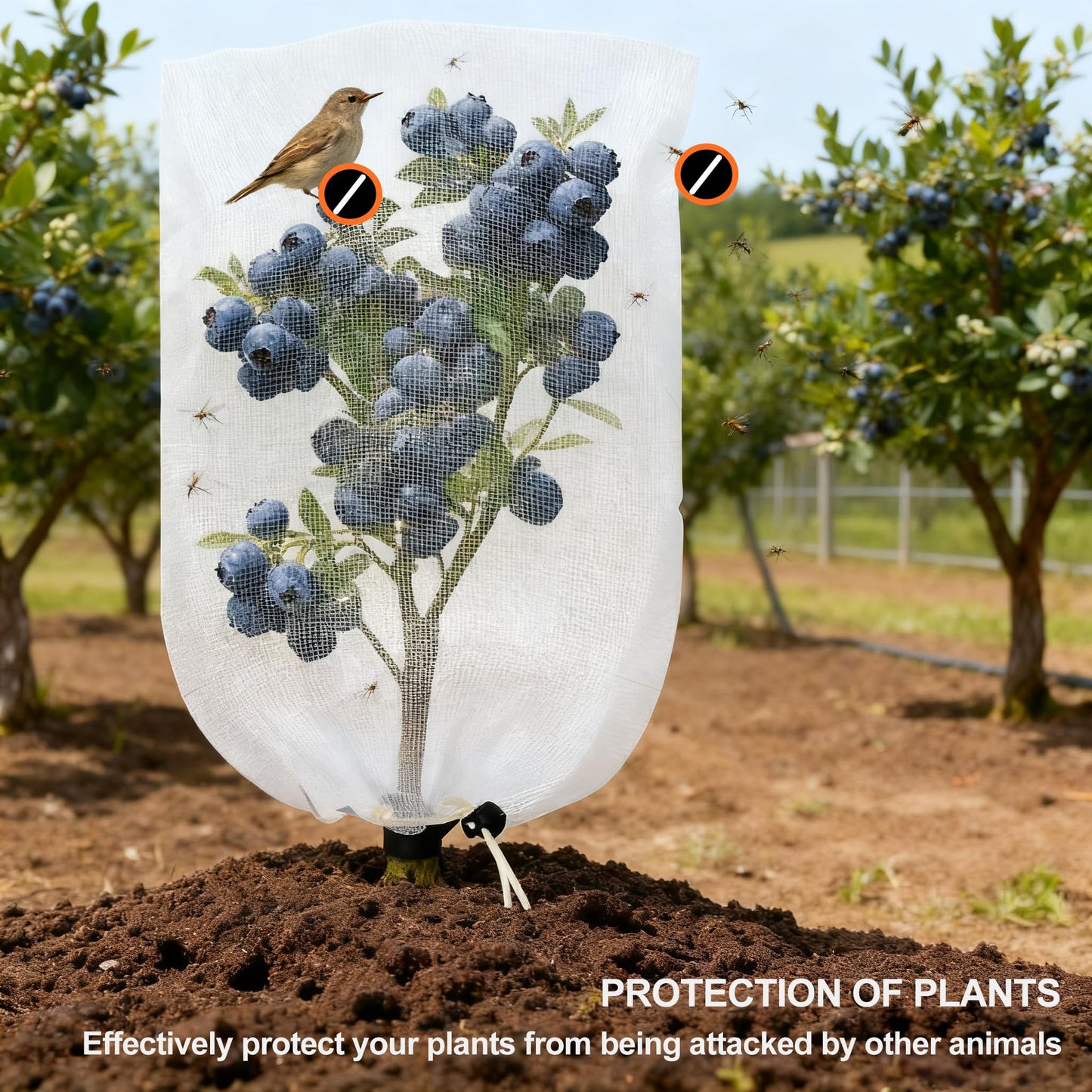 Garden Mesh Netting with Drawstring & Zipper,2PACK Pest Barrier Insect Netting Plant Mesh Cover for Vegetable Flowers Fruits Plants (2.3FTx 3.3FT+3.3FT x 4.9FT)