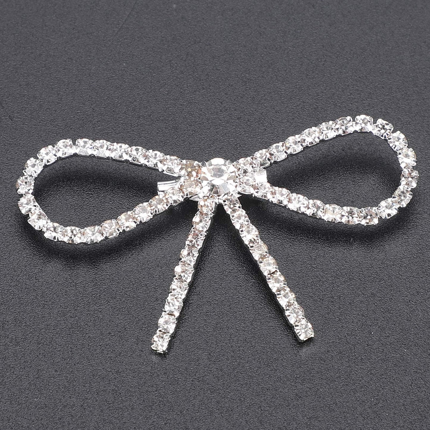 10Pcs Sliver Clear Rhinestone Crystal Bow Brooches Pins Set DIY Wedding Bouquet Broaches Kit