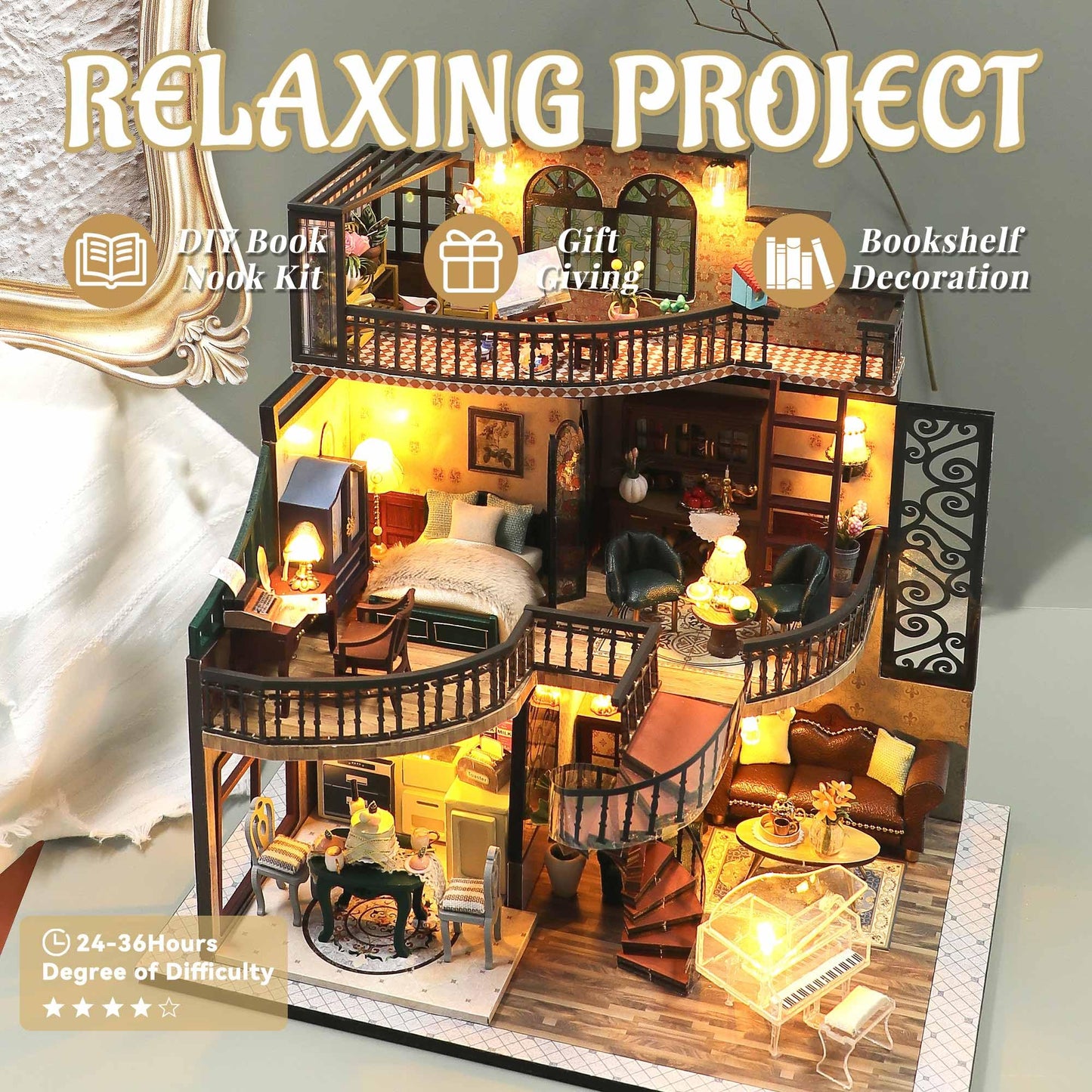 Flever DIY Miniature House Kit, Tiny Home Kit with LED Light, Mini House Build Craft Kits for Adults and Teens, Home Decor Creative Gift for Family/Friends (Dream Building Pavilion)