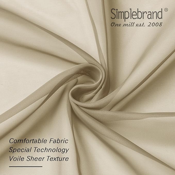 Simplebrand Taupe Sheer Curtains 96 Inches Long, Light Filtering Light Brown Rod Pocket Solid Color Window Sheer Curtain Panels, Elegant Curtains & Drapes for Living Room, Bedroom 2 Panels, 42" W
