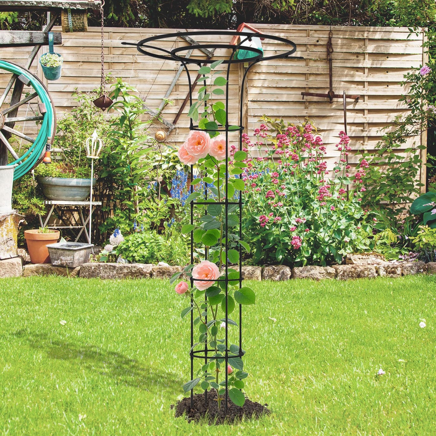 Trellume Trellis for Climbing Plants Outdoor - 69"(H), Expandable and Rust-Proof Metal Plant Support, Easy Installation, Garden Trellis for Potted Roses, Vines, Jasmine(1 Pack)
