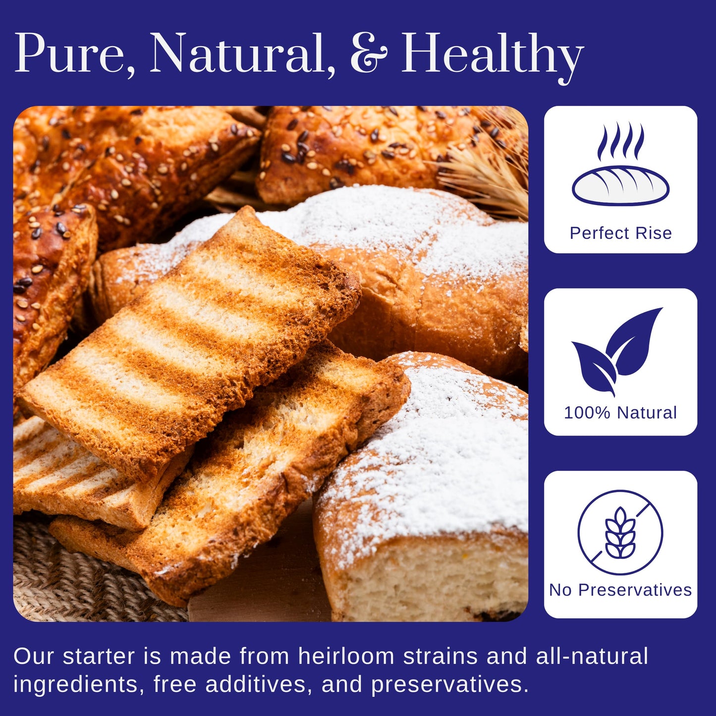 Mature Sourdough Starter Culture – 100+ Years Old Dehydrated Sourdough Starter Kit for Delicious Homemade Sourdough Bread – All-Natural and Healthy - Beginner Friendly, Fast reactivation and Expert Support