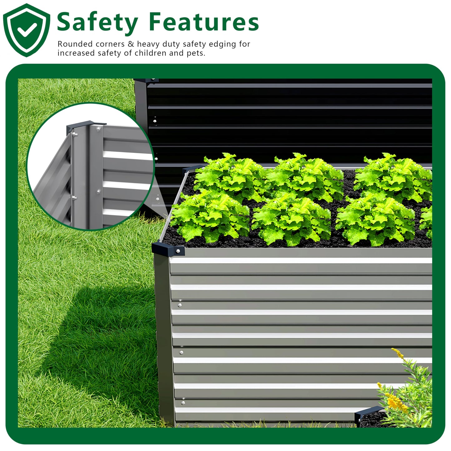 DIIYIV Galvanized Raised Garden Bed Kit Outdoor Patio,12x2x2ft Large Rectangular Metal Planter Boxes,Deep Root Box Planter for Gardening,Vegetables,Flowers,Herbs-Silver