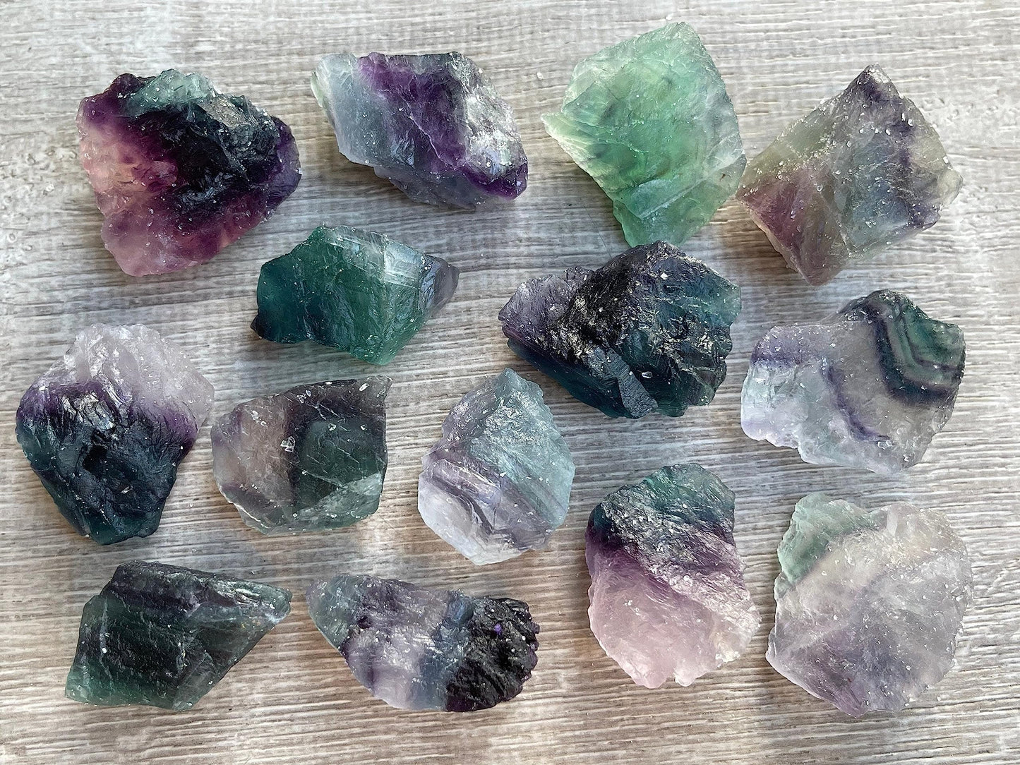 GAF TREASURES Wholesale Raw Rainbow Fluorite Crystals, Natural Rainbow Fluorite Stone, Natural Rough Rainbow Fluorite Crystals, Rainbow Fluorite Healing Crystals (Rainbow Fluorite, 0.5 Pound)