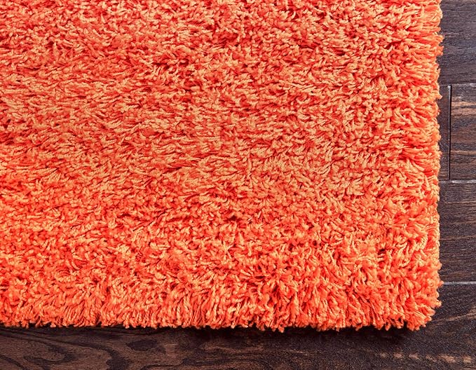 Unique Loom Solid Shag Collection Area Rug (2' 6" x 16' 5" Runner, Tiger Orange)