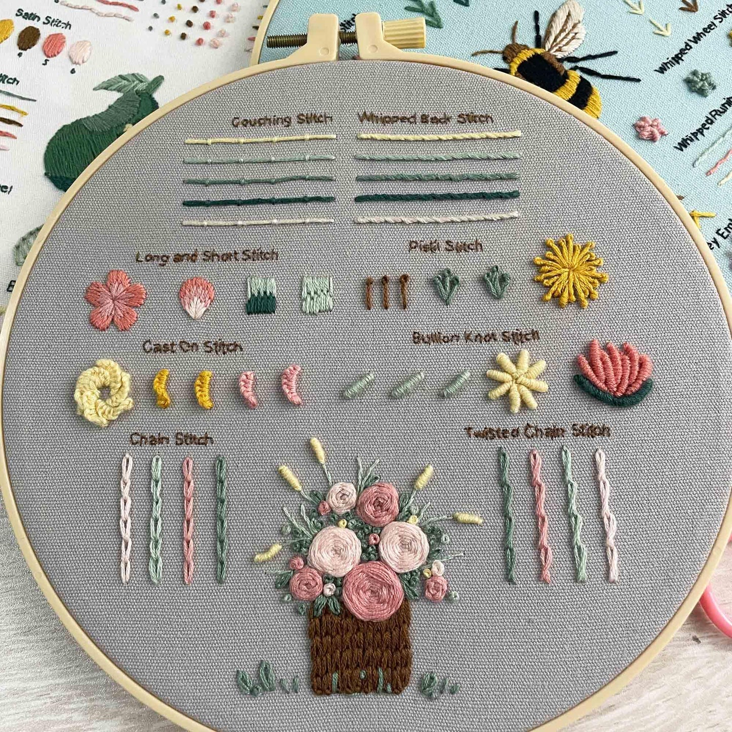 Myfelicity 3 Embroidery kit for Beginners, Beginner Embroidery Kit for Adults. Starter Kits to Learn 28 Different Stitches, Including Fabric with Prints, Threads, Needles, Hoop and Video tutorials…