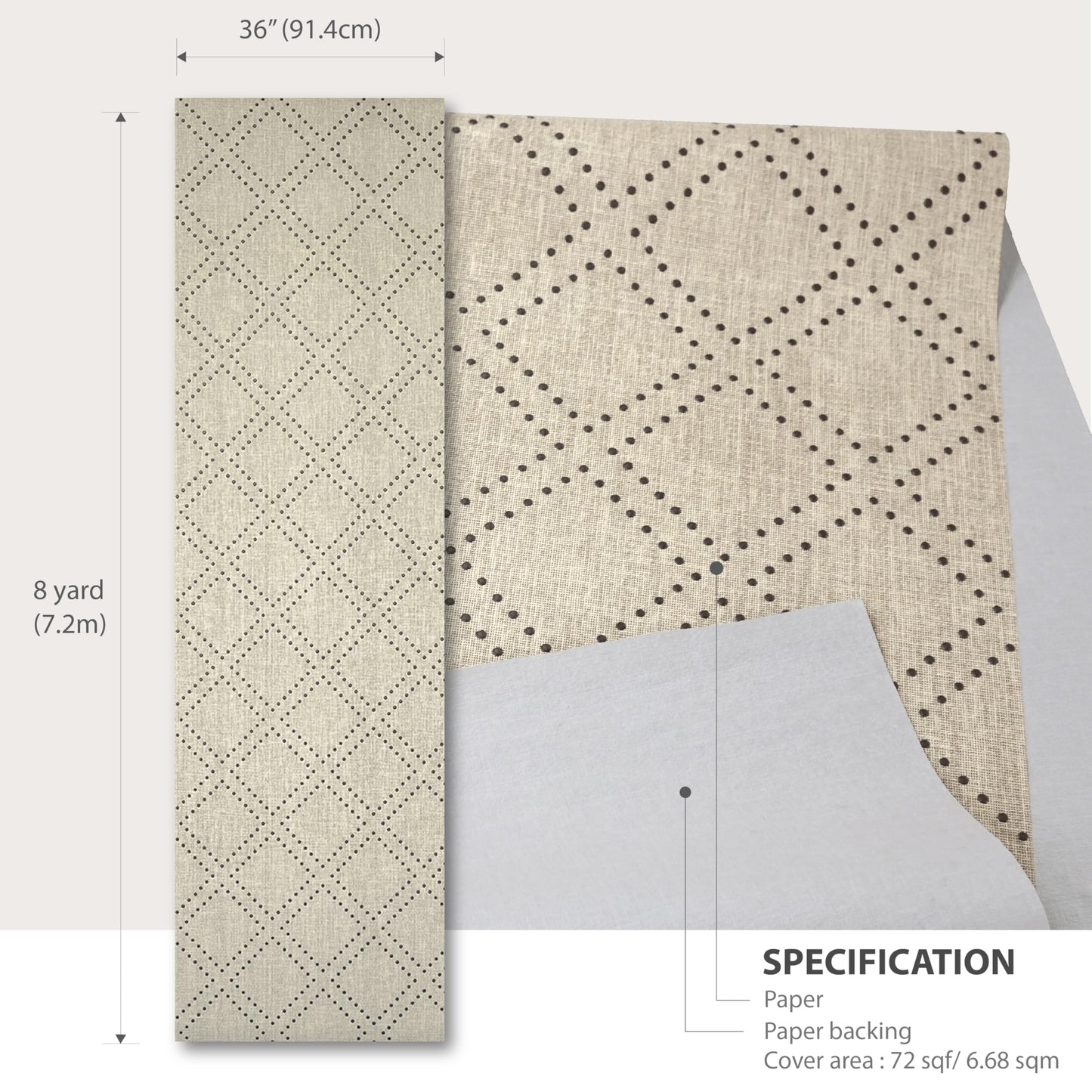 Ansehan Hand-Crafted Wallcovering HA3002 Droplets 36" W x8 Yard L Textured, Modern, Non Prepasted Natural Home Décor for Living Sapce, Beige, Light Wheat/Grey Brown