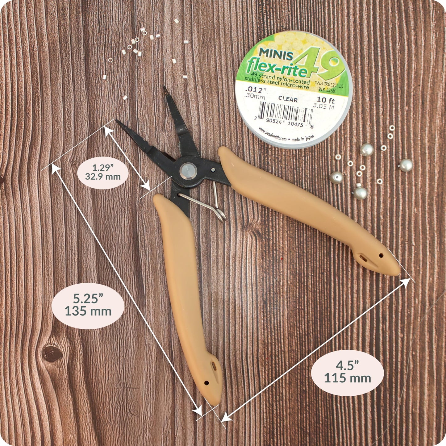 The Beadsmith Beader's All-in-One Pliers – Multifunctional Jewelry Making Tool, 5.25 Inches, w/Round Nose, Chain Nose, Crimper & Flex-Wire Cutter, Patent Pending